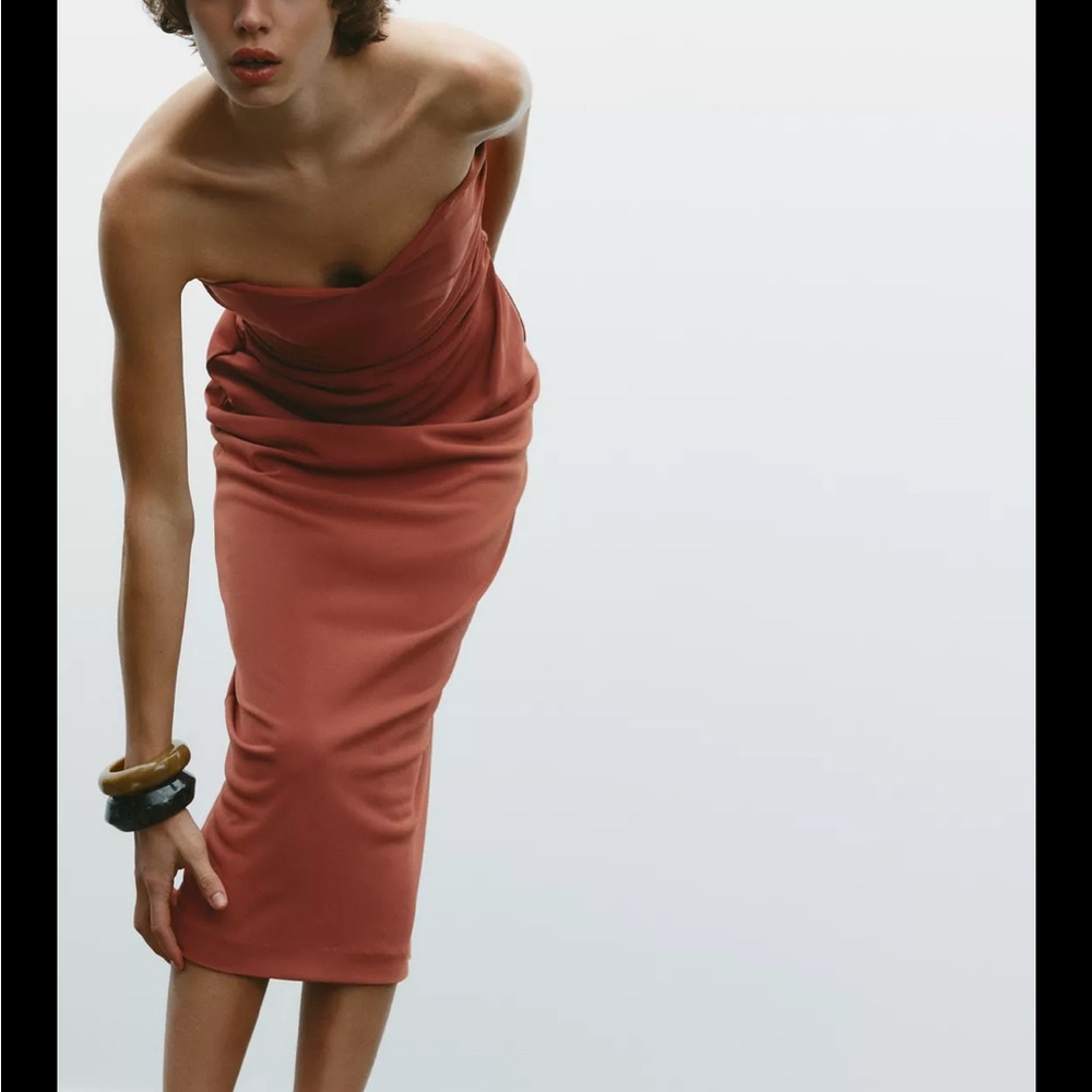 Zara Strapless Dress in Rust